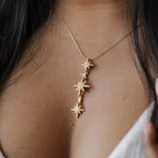 Celestial North Star Triple Drop Golden Anti-Tarnish Necklace