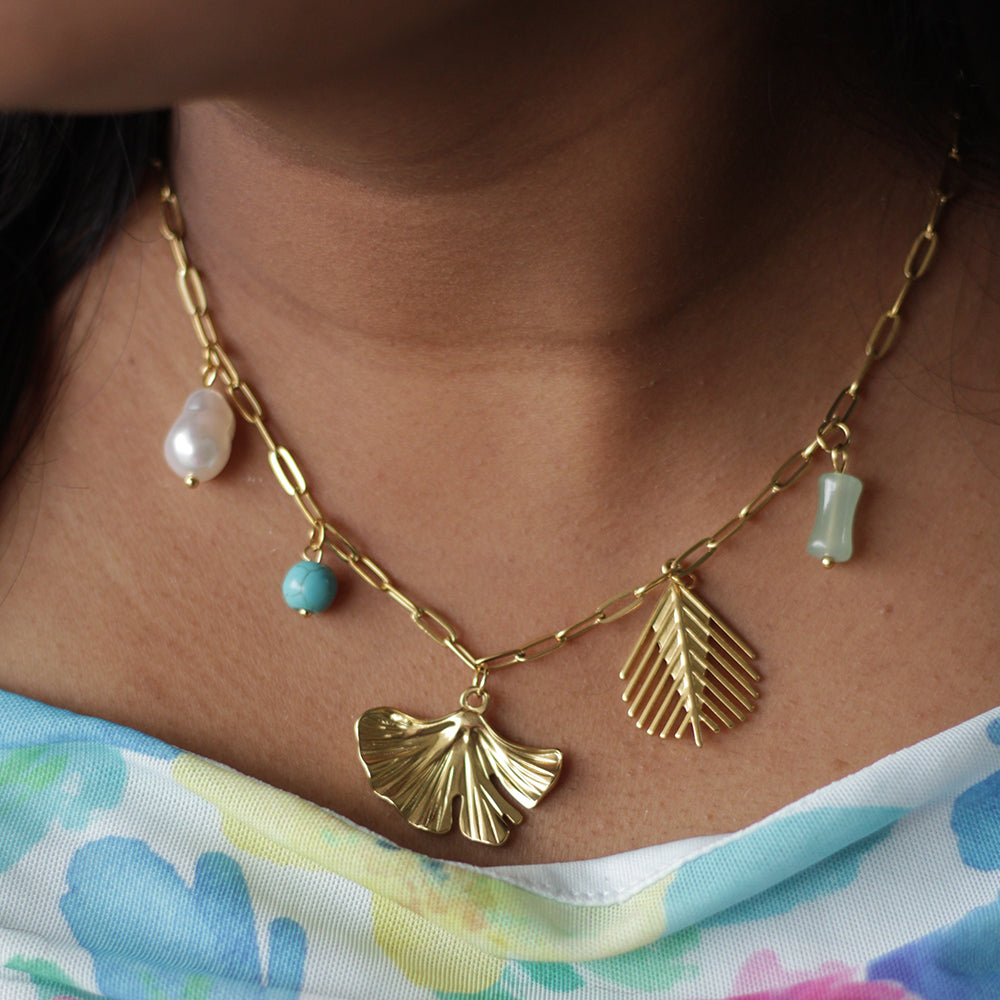 Golden Tropics Charm Necklace