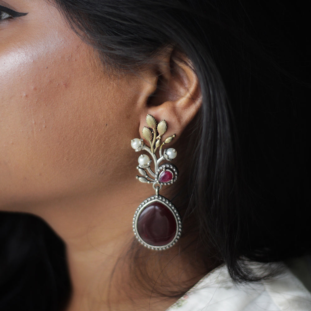Garnet Bloom Earrings