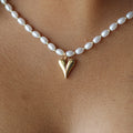 Golden Heart Pearl Necklace