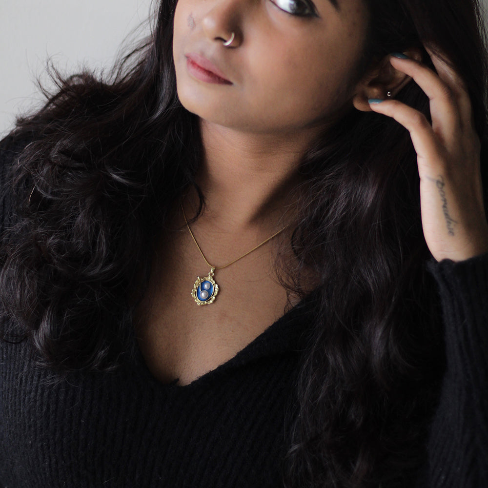 Royal Blue Cameo Necklace