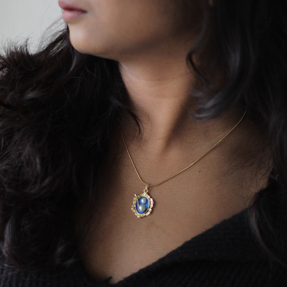 Royal Blue Cameo Necklace