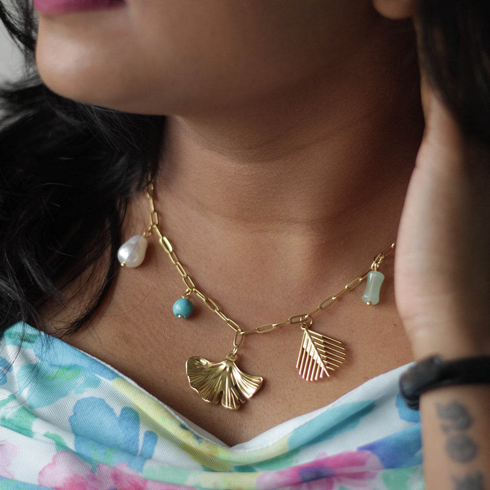 Golden Tropics Charm Necklace