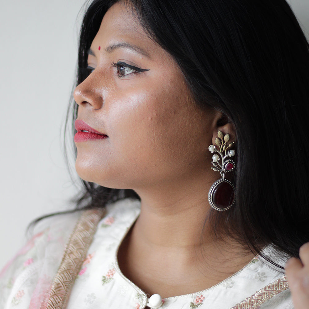 Garnet Bloom Earrings
