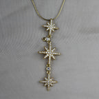 Celestial North Star Triple Drop Golden Anti-Tarnish Necklace