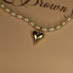 Golden Heart Pearl Necklace