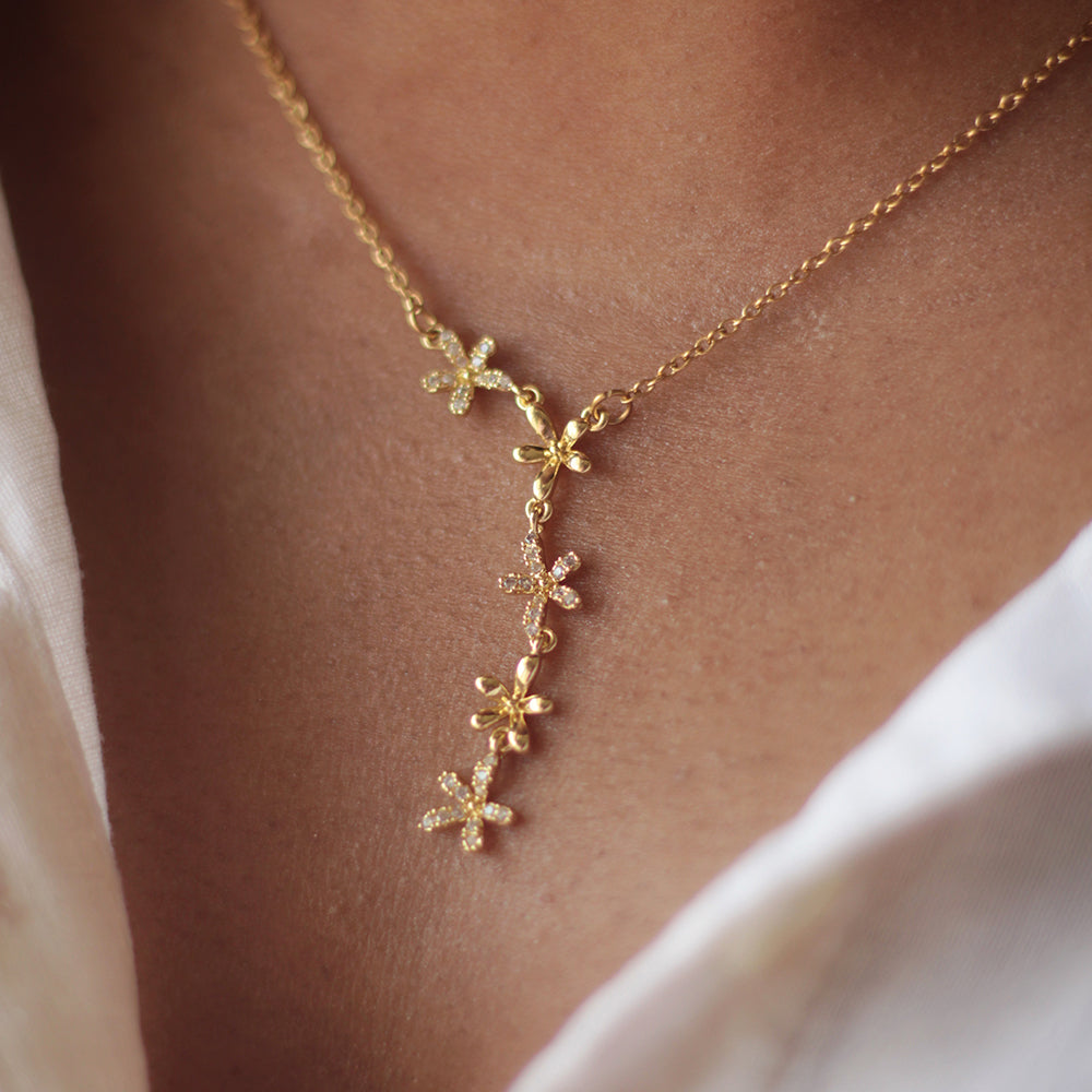 Golden Bloom Drop Necklace