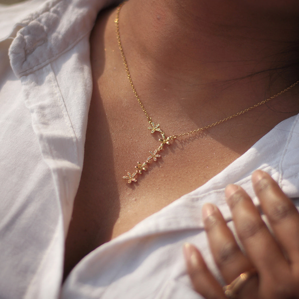 Golden Bloom Drop Necklace