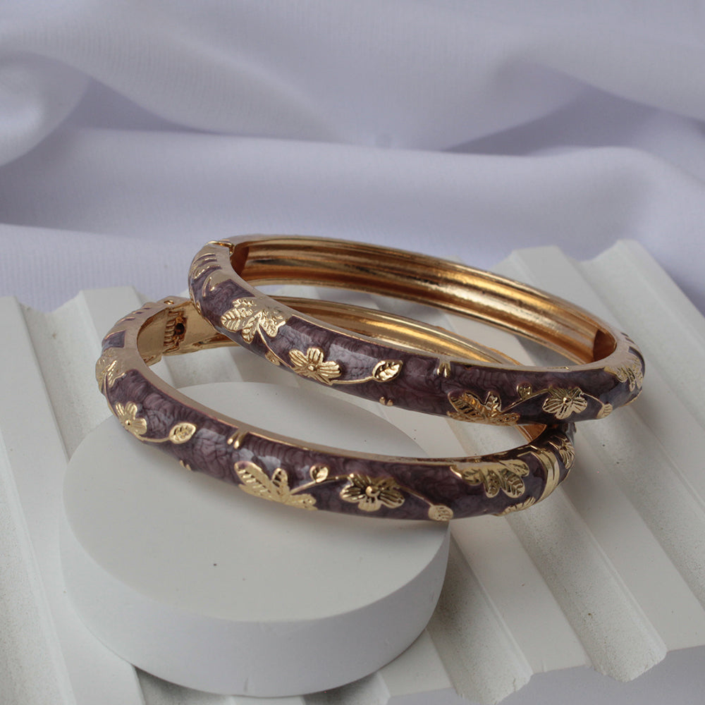 Golden Petal Bangles (Pack of 2)
