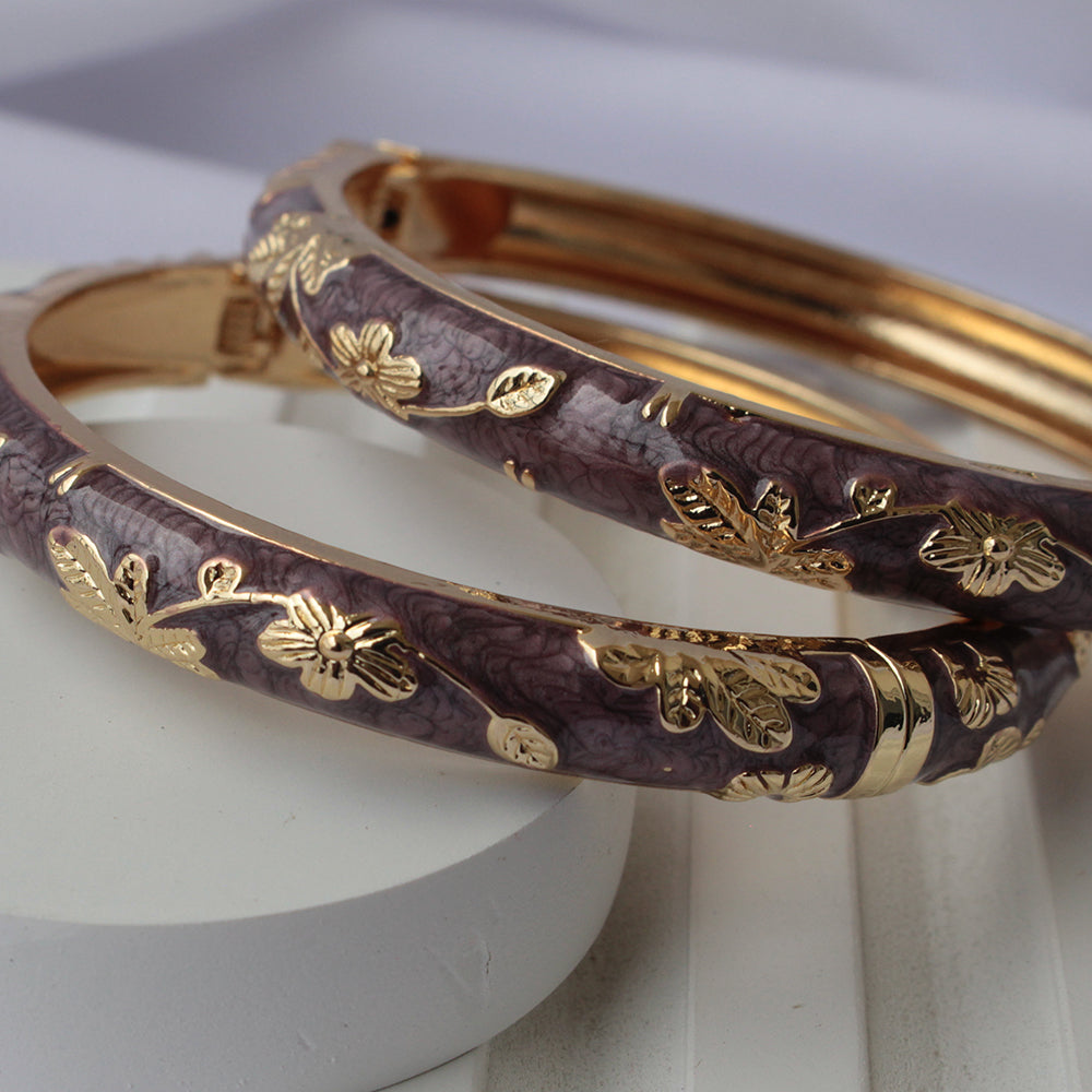 Golden Petal Bangles (Pack of 2)