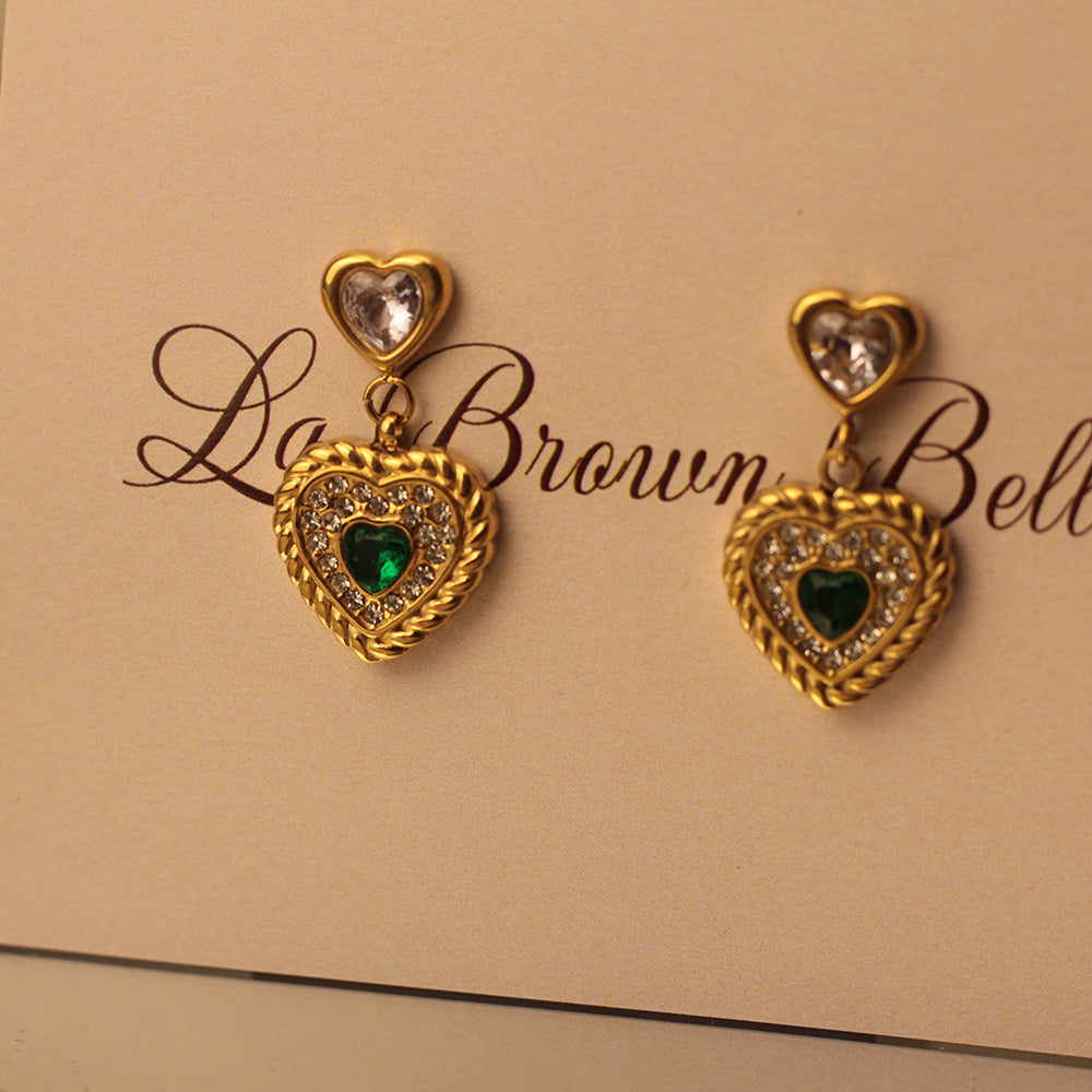 Emerald Heart Keepsake Earrings