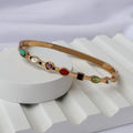 Multi-Gemstone Gold Bangle