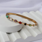 Multi-Gemstone Gold Bangle