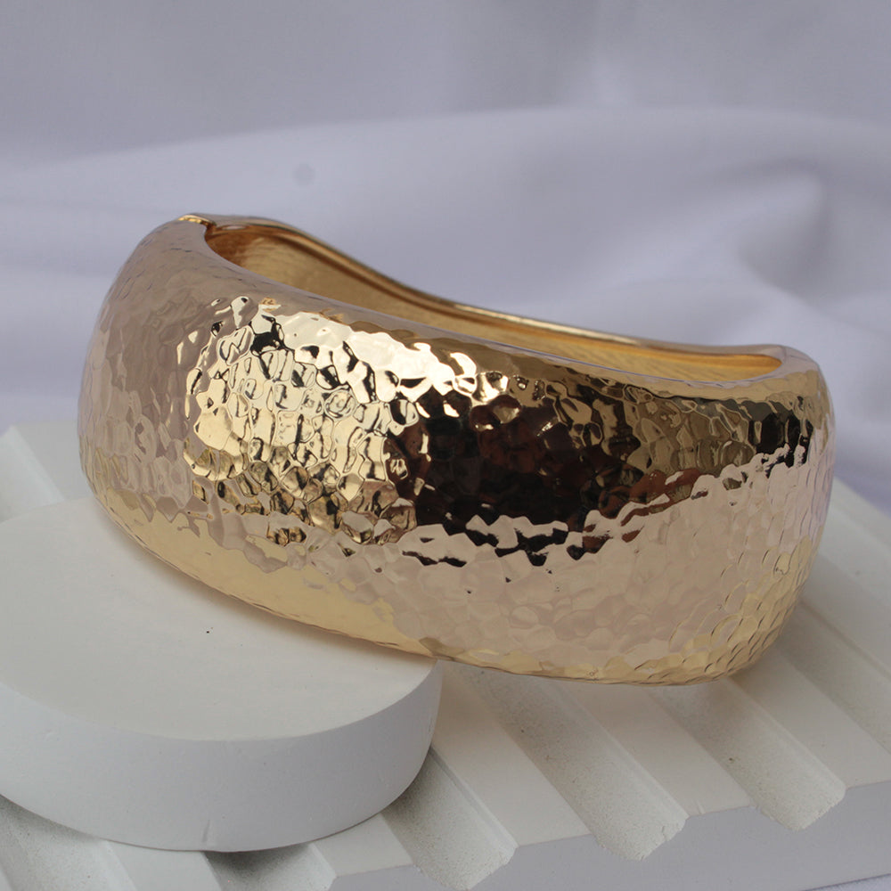 Sculptural Hammered Gold Cuff