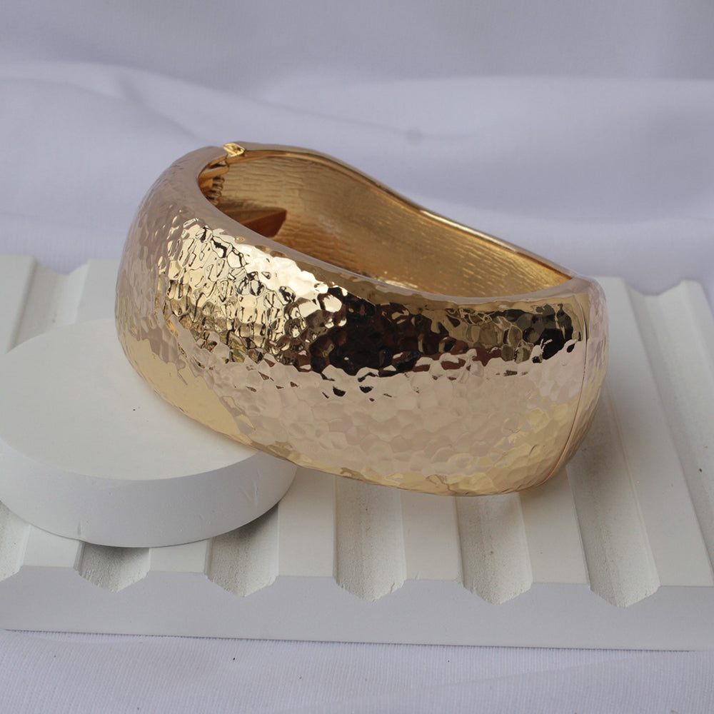 Sculptural Hammered Gold Cuff