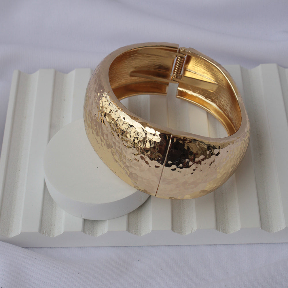 Sculptural Hammered Gold Cuff