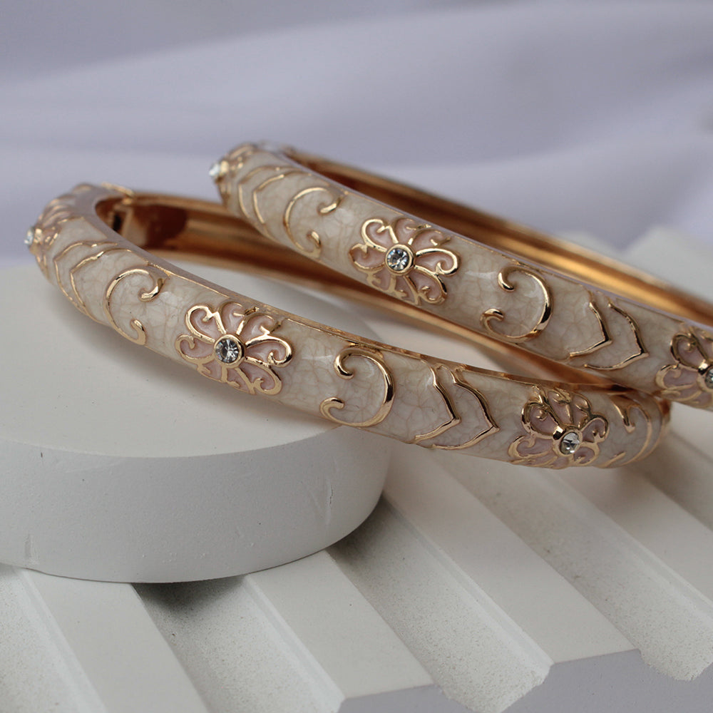 Vintage Floral Enamel Bangle (Pack of 2)