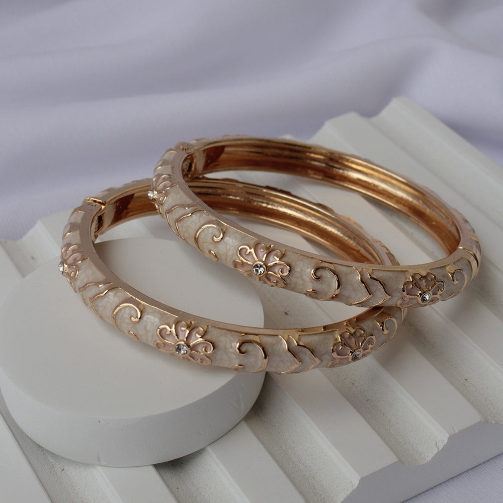 Vintage Floral Enamel Bangle (Pack of 2)