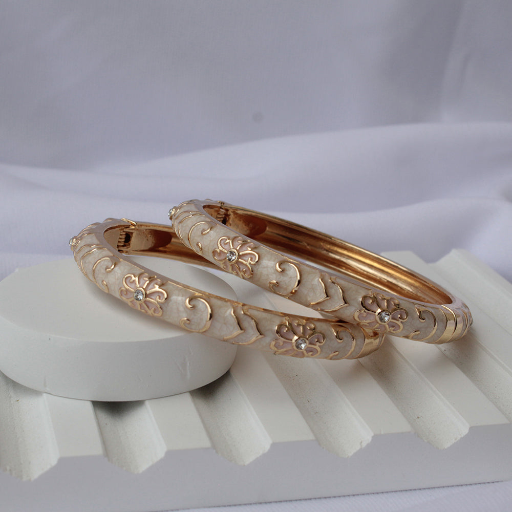 Vintage Floral Enamel Bangle (Pack of 2)